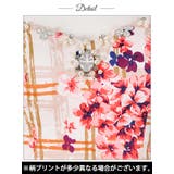 ドレス キャバ ミニチェック×花柄透けペプラムスカラップスカートタイトミニドレス | Dazzy | 詳細画像5