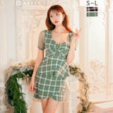 チェック柄ツイストペプラムシアー半袖タイトミニ丈キャバドレス | Dazzy | 詳細画像10 