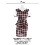 チェック柄ツイストペプラムシアー半袖タイトミニ丈キャバドレス | Dazzy | 詳細画像15 