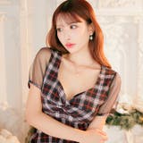 チェック柄ツイストペプラムシアー半袖タイトミニ丈キャバドレス | Dazzy | 詳細画像6 