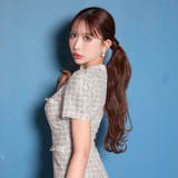 チェック柄レースフロントジップパールボタン半袖タイトミニ丈キャバドレス[SML … | Dazzy | 詳細画像5 