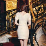 高級感ツイードスパンコール胸元ジップ半袖タイトミニ丈キャバドレス[SML 3サイ… | Dazzy | 詳細画像8 