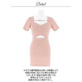 千鳥格子ウエストカットアウト半袖タイトミニ丈キャバドレス[SML 3サイズ展開]… | Dazzy | 詳細画像17 