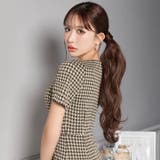 千鳥格子ウエストカットアウト半袖タイトミニ丈キャバドレス[SML 3サイズ展開]… | Dazzy | 詳細画像6 