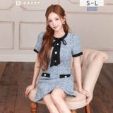 フロントリボンツイードパールボタン半袖Aラインミニ丈キャバドレス[SML 3サイ… | Dazzy | 詳細画像8 