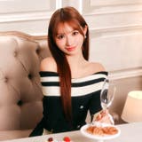 肩見せが色っぽい高級感パールボタンバイカラーリブニットミニ丈ワンピース[カジュア… | Dazzy | 詳細画像4 