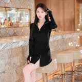 リブニットジップスリット長袖ミニワンピース | Dazzy | 詳細画像10