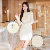 リブニットジップスリット長袖ミニワンピース | Dazzy | 詳細画像6