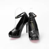 グロッシーラメストラップ付きオープントゥキャバヒールパンプス | Dazzy | 詳細画像2