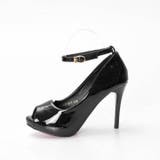 グロッシーラメストラップ付きオープントゥキャバヒールパンプス | Dazzy | 詳細画像3