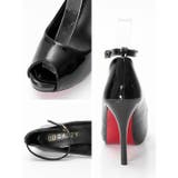 グロッシーラメストラップ付きオープントゥキャバヒールパンプス | Dazzy | 詳細画像4