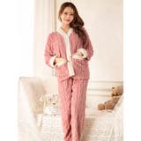 バイカラーケーブルボアトップス&ロングパンツルームウェア | Dazzy | 詳細画像3 