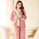 バイカラーケーブルボアトップス&ロングパンツルームウェア | Dazzy | 詳細画像5 