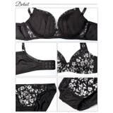 モノトーンモダンフローラル脇高ブラジャー&バック透けフルバックショーツ | Dazzy | 詳細画像10 