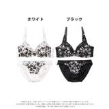 モノトーンモダンフローラル脇高ブラジャー&バック透けフルバックショーツ | Dazzy | 詳細画像8 