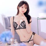 パステルサテンクロスレーシィ脇高ブラジャー&バック透けTバックショーツ | Dazzy | 詳細画像3 