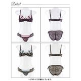 レオパードサテンライン脇高ブラジャー&バック透けフルバックショーツ | Dazzy | 詳細画像8 