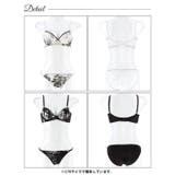 モノトーンパイピングブルーム脇高ブラジャー&バック透けフルバックショーツ | Dazzy | 詳細画像9 