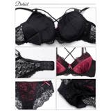 ディープサテンリボンコードブラジャー&バック透けフルバックショーツ | Dazzy | 詳細画像10 