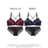 ディープサテンリボンコードブラジャー&バック透けフルバックショーツ | Dazzy | 詳細画像8 