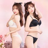 [3点セット] エレガンスレースアップ脇高ブラジャー&バック透けフルバック&Tバ… | Dazzy | 詳細画像7 