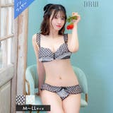 [ノンワイヤー] メルティギンガムフリルブラジャー&フルバックショーツ | Dazzy | 詳細画像1 