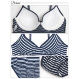 [ノンワイヤー] カジュアルマリンボーダーブラジャー&フルバックショーツ | Dazzy | 詳細画像10 