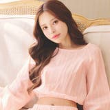 パステルケーブルストライプクロップド丈スウェットトップス&ショートパンツルームウ… | Dazzy | 詳細画像3 