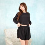 ワンカラーケーブルメッシュクロップド丈スウェットトップス&ショートパンツルームウ… | Dazzy | 詳細画像2 
