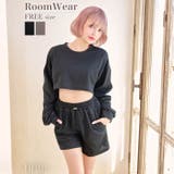 クロップド丈スウェットトップス&ショートパンツルームウェア | Dazzy | 詳細画像1 