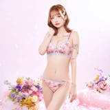 フェアリーアネモネブルーム脇高ブラジャー&サイド紐バック透けTバックショーツ | Dazzy | 詳細画像4 