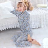 テディベアストライプ長袖トップス&ロングパンツルームウェア | Dazzy | 詳細画像3 