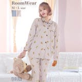 テディベアストライプ長袖トップス&ロングパンツルームウェア | Dazzy | 詳細画像5 