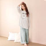 チャーミングキャット長袖トップス&ふわふわロングパンツルームウェア | Dazzy | 詳細画像2 