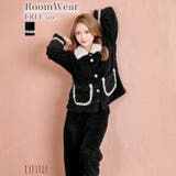 モノトーンもこもこトップス&ロングパンツルームウェア | Dazzy | 詳細画像1