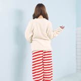 キャンディリボンボーダーもこもこトップス&ロングパンツルームウェア | Dazzy | 詳細画像4 