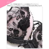 ノワールフラワーレースアップブラジャー&バック透けフルバックショーツ | Dazzy | 詳細画像10 