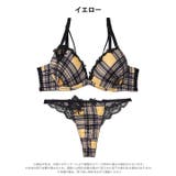 ビターモードチェックブラジャー&バック透けTバックショーツ | Dazzy | 詳細画像10 