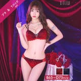 ディープクロスエンブロイダリーブラジャー&バック透けTバックショーツ | Dazzy | 詳細画像1 