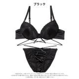 グリッターサテンレースストリングブラジャー&フルバックショーツ | Dazzy | 詳細画像8 