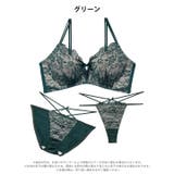 [3点セット]フローラルリボンコード脇高ブラジャー&フルバック&Tバックショーツ | Dazzy | 詳細画像8 