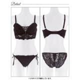 ノーブルレースアップビスチェ脇高ブラジャー&バック透けフルバックショーツ | Dazzy | 詳細画像13