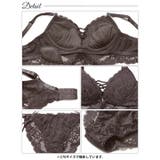 ノーブルレースアップビスチェ脇高ブラジャー&バック透けフルバックショーツ | Dazzy | 詳細画像14
