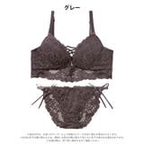 ノーブルレースアップビスチェ脇高ブラジャー&バック透けフルバックショーツ | Dazzy | 詳細画像9