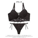 ノーブルレースアップビスチェ脇高ブラジャー&バック透けTバックショーツ | Dazzy | 詳細画像10