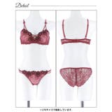【EFサイズ】ゴシックダークフラワーブラジャー&バック透けフルバックショーツ | Dazzy | 詳細画像12 