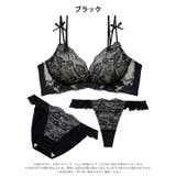 [3点セット]ミューズリボンレース脇高ブラジャー&フルバック&Tバックショーツ | Dazzy | 詳細画像9 