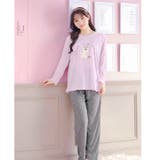 キャットモチーフ長袖トップス&ドットロングパンツルームウェア | Dazzy | 詳細画像2 