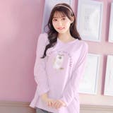 キャットモチーフ長袖トップス&ドットロングパンツルームウェア | Dazzy | 詳細画像5 