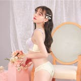 フェミニンパステルレース脇高ブラジャー&フルバックショーツ | Dazzy | 詳細画像4